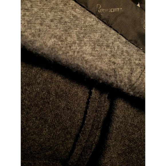 GIRLS ROTHSCHILD GRAY/BLACK PLEATED WOOL DBL BREASTED VELVET TRIM COAT Size 10 - Picture 4 of 5